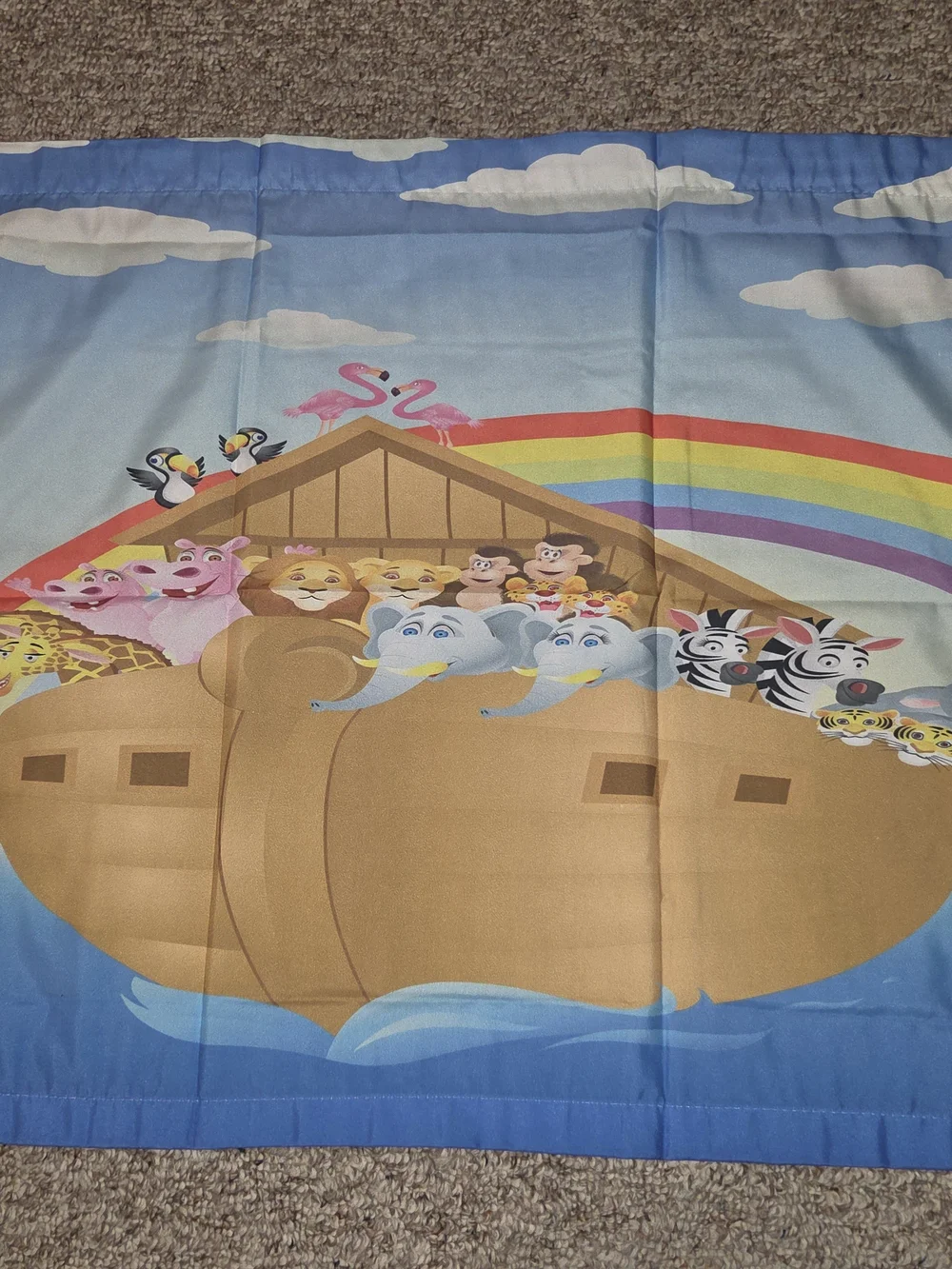 Noah's Ark Kids Window Valance - Colorful Animal Rainbow